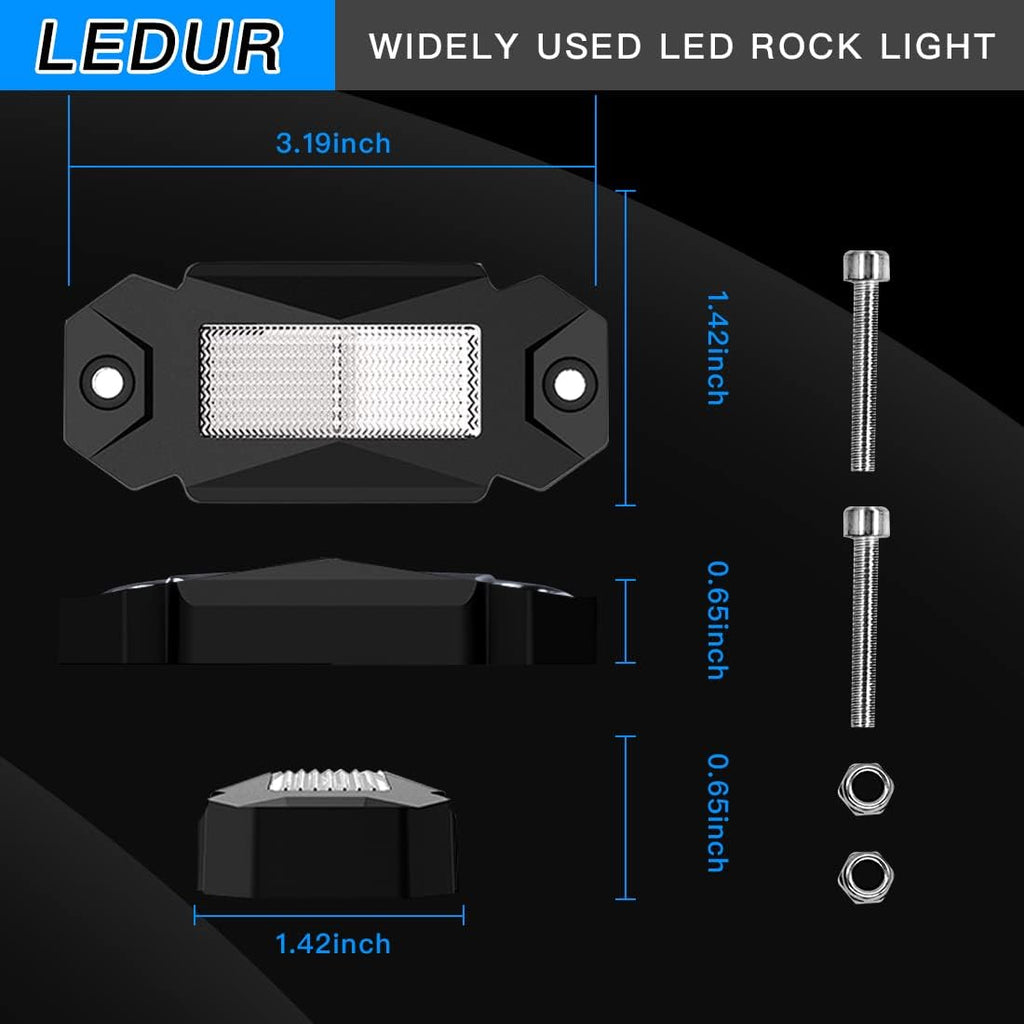 4Pods LED Rock Lights White with Switch Wire Harness W578