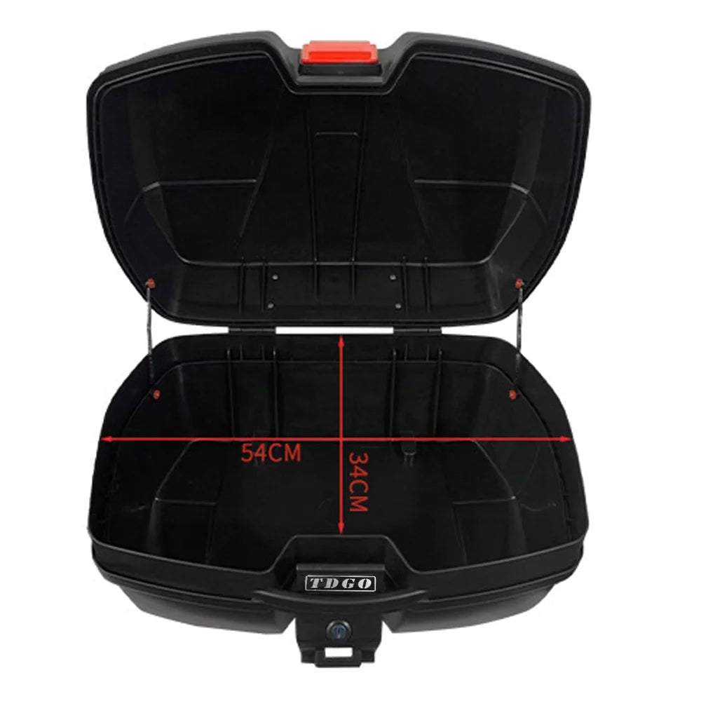 48L Motorcycle Tail Box Rear Trunk Waterproof with 2 Keys Mounting Base Plate P9456