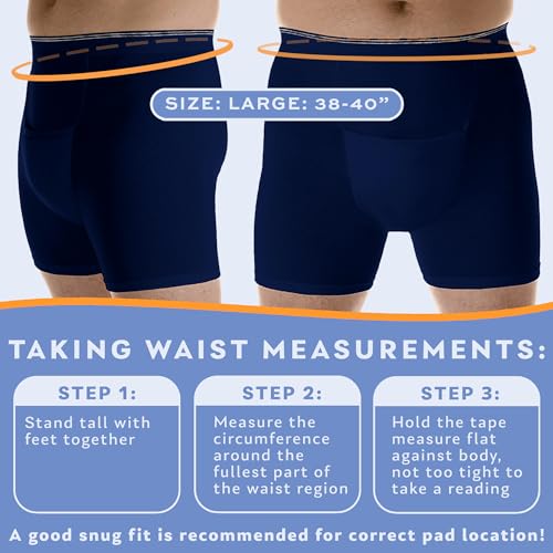 Men’s Incontinence Boxer Briefs Pack of 3 White Large Waist 38-40" X146