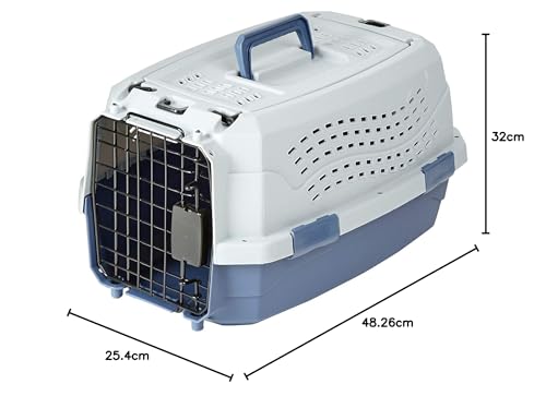 2-Door Top-Load Hard-Sided Pet Travel Carrier, Gray & Blue, 22.8"L x 15.0"W x 13.0"H Z94201