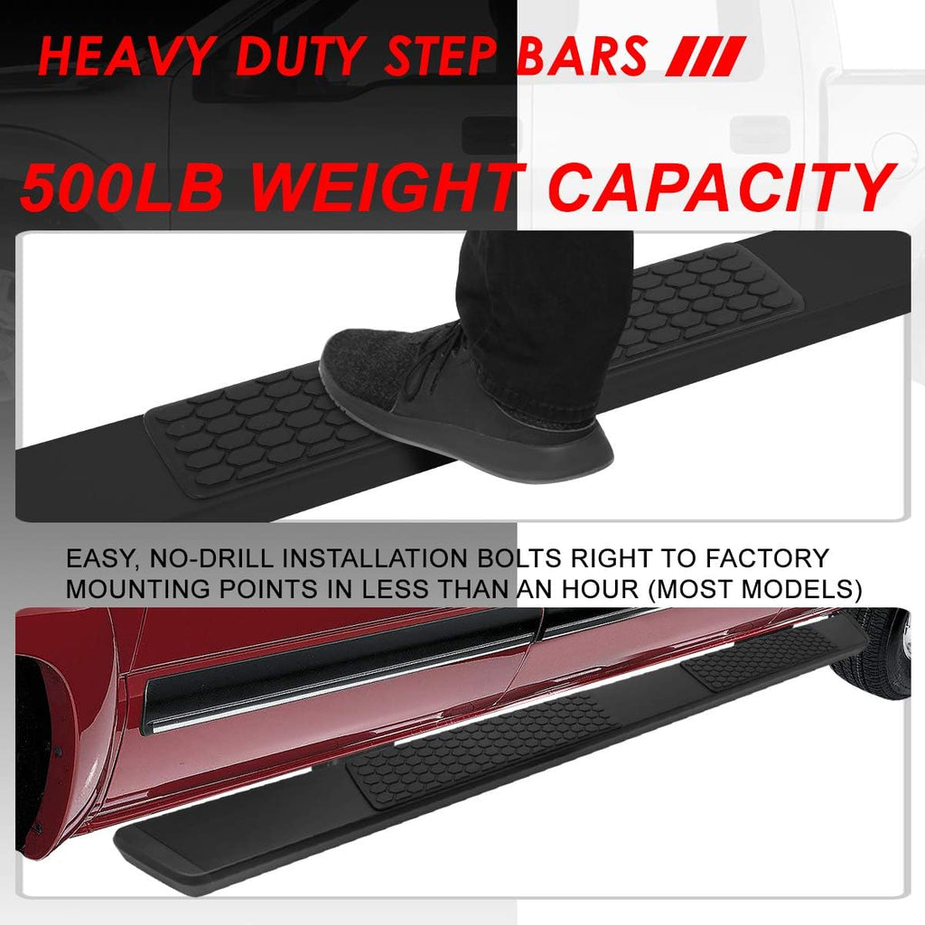 5.5 Inches Stainless Steel Black Powdercoated Side Step Nerf Bar Running Boards O2121