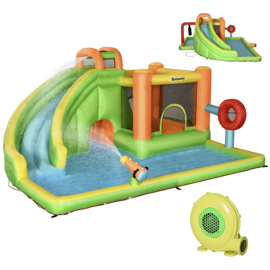 7-in-1 Inflatable Water Slide Bounce House with Carry Bag O4803