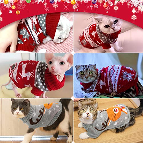 Cat & Dog Christmas Sweater 2 Pack X-Small Red Grey A211