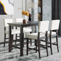 5 Piece Counter Height Dining Table Set with 4 Cushioned Chairs T77913
