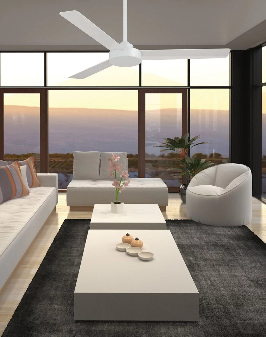 52" 3-Blade Ceiling Fan Flat White T7420