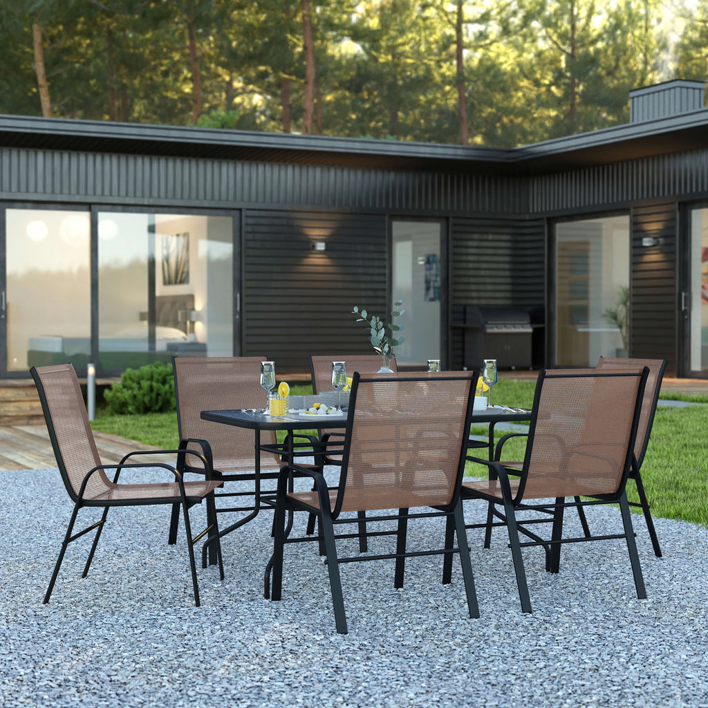 7 Piece Outdoor Patio Dining Set with Umbrella Hole K204