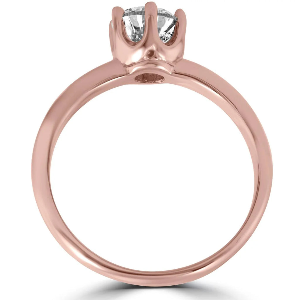 1ct Round Diamond Solitaire Engagement Ring 14K Rose Gold U437035