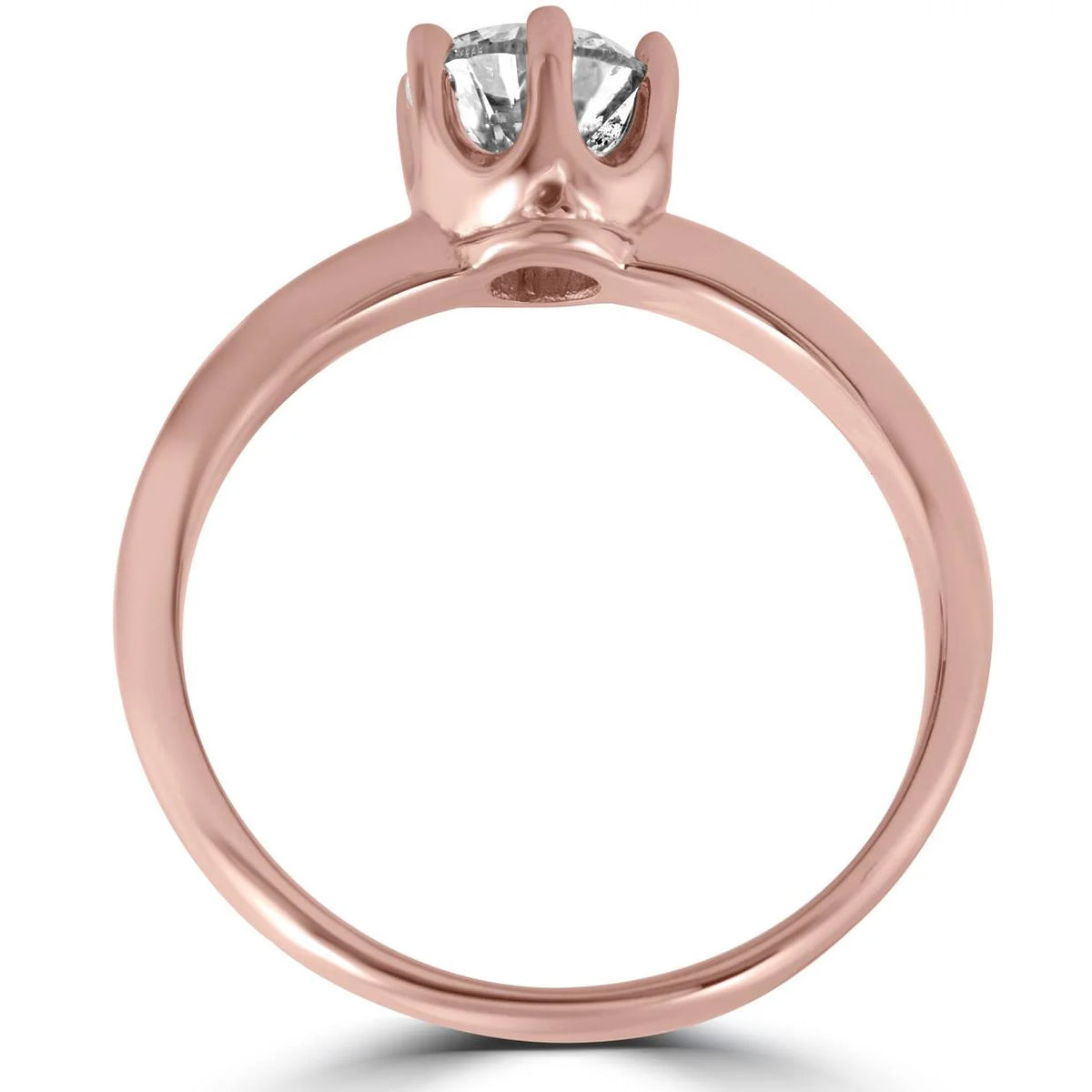 1ct Round Diamond Solitaire Engagement Ring 14K Rose Gold U437035