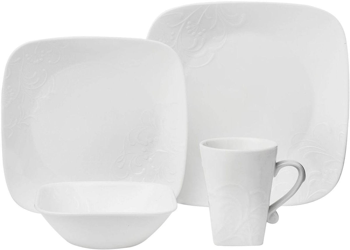 16-pc Square Embossed Dinnerware Set Y246601