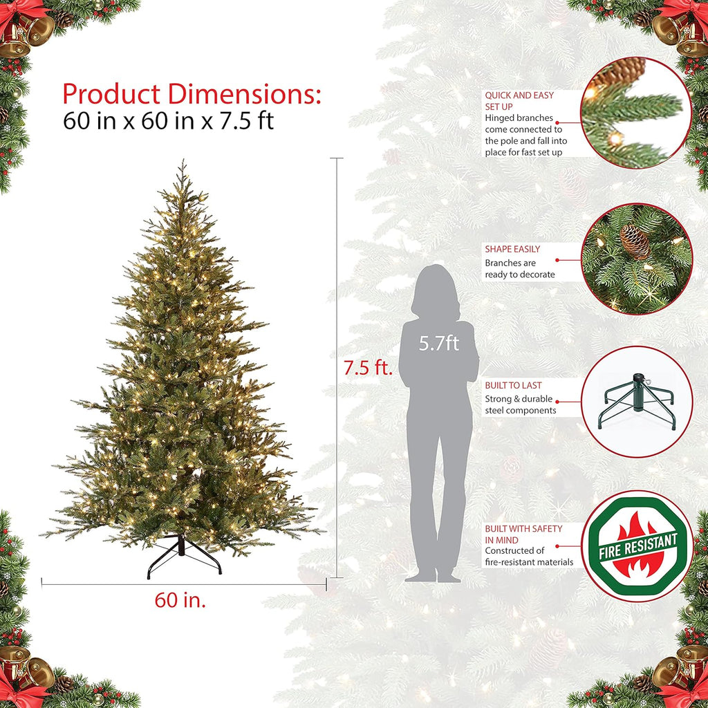 7.5 Foot Pre-Lit Balsam Fir Artificial Christmas Tree with 800 Clear Lights B502041