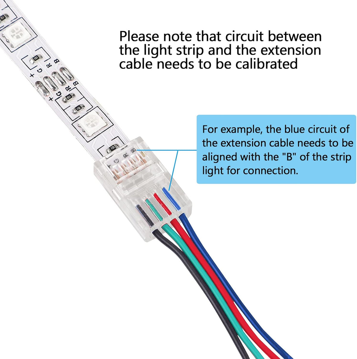 10 Pack 4 Pin LED Connector for 10mm RGB 5050 LED Strip Lights with 16.4ft Extension Cable P1853