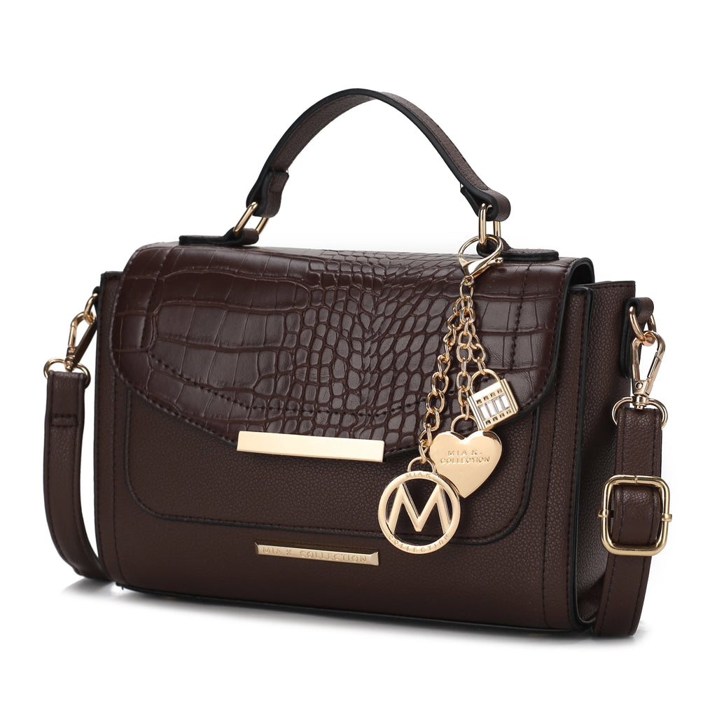 Croco Embossed Vegan Leather Shoulder Bag Y802274