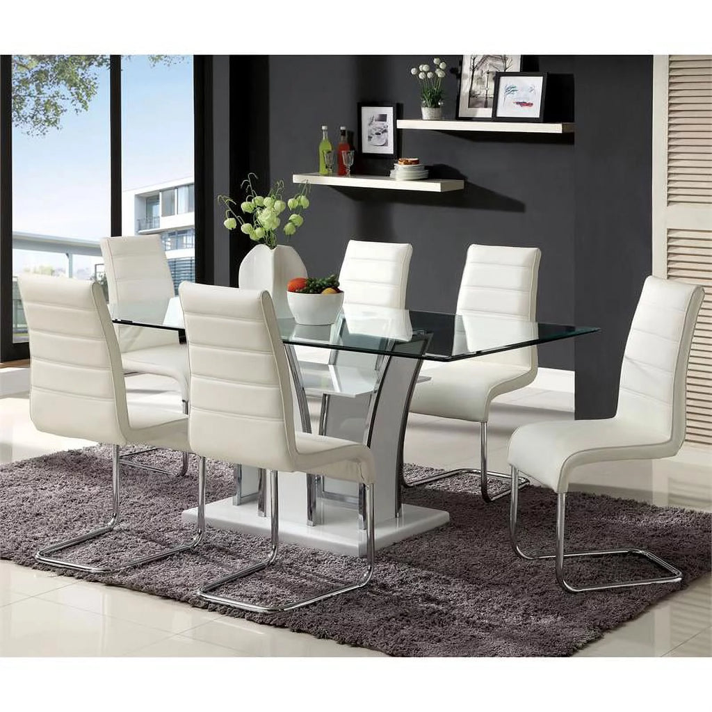 White Glass Top Dining Table C53095