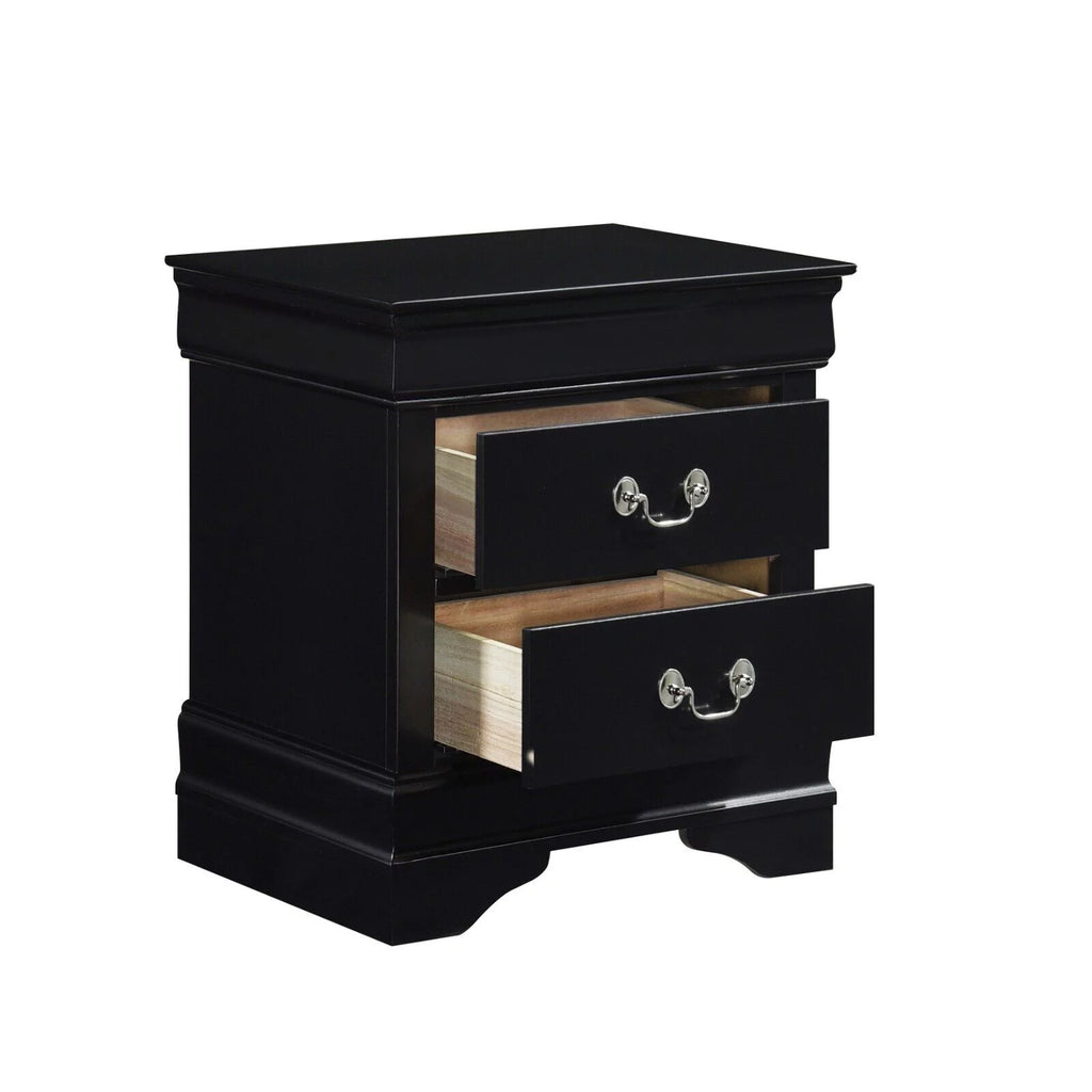 Black Finish 3pc Queen Bed and Nightstands Bedroom Set W984533