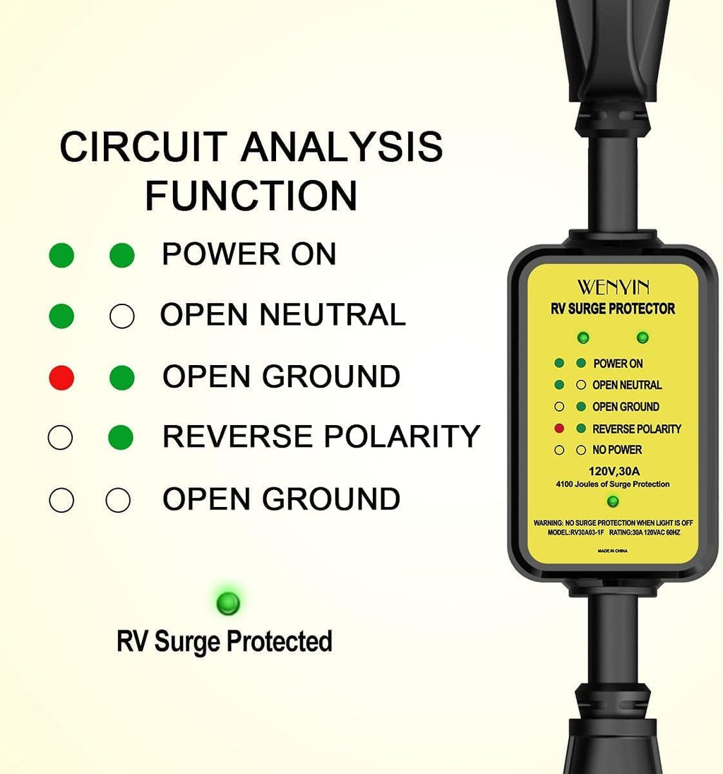 30 amp RV Surge Protector with LED Indicator Light T87568