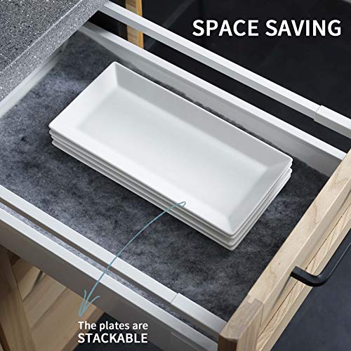 White 12 Inch Porcelain Rectangular Serving Platters Set of 4 M5175