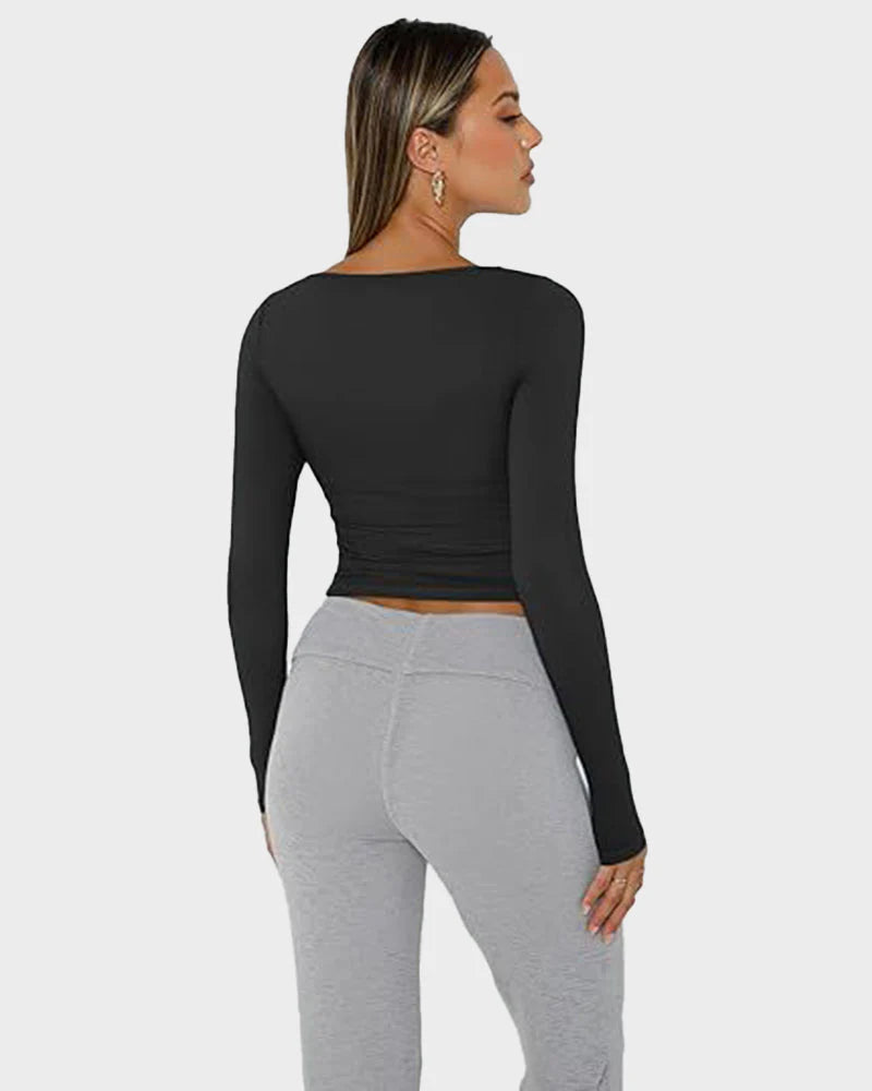 Slim-Fit Square-Neck Crop Top Q998