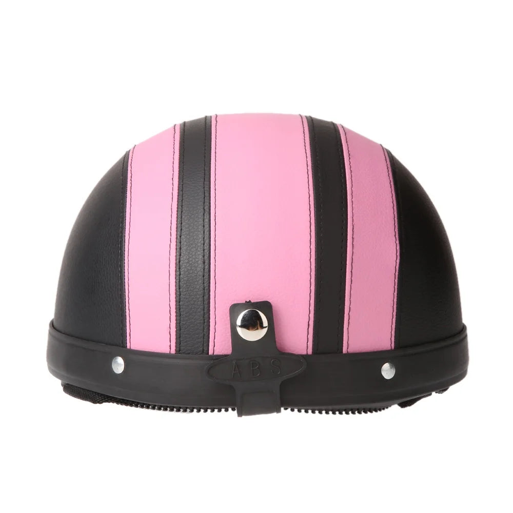 Open Face Half Leather Motorcycle Helmet with Visor P318