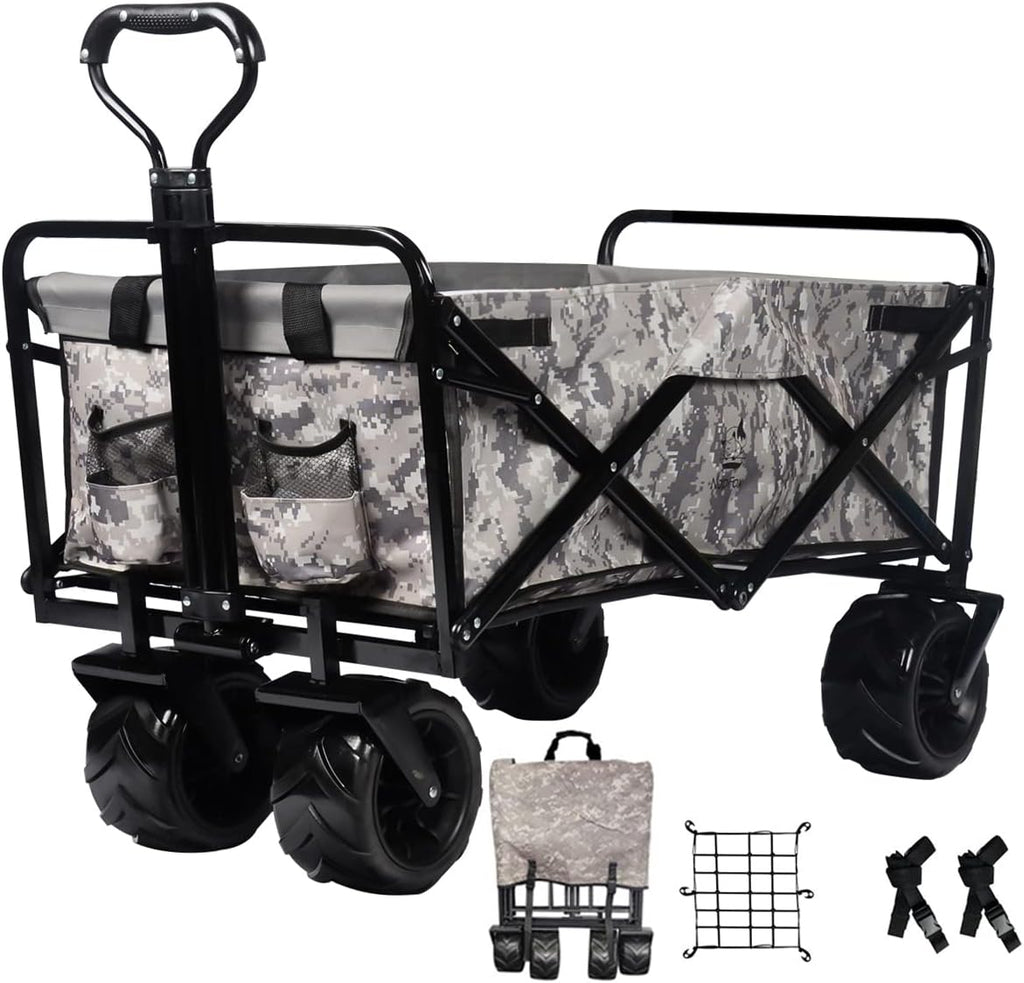 Black Heavy Duty Folding Utility Cart with Universal Wheels Adjustable Handle I72914