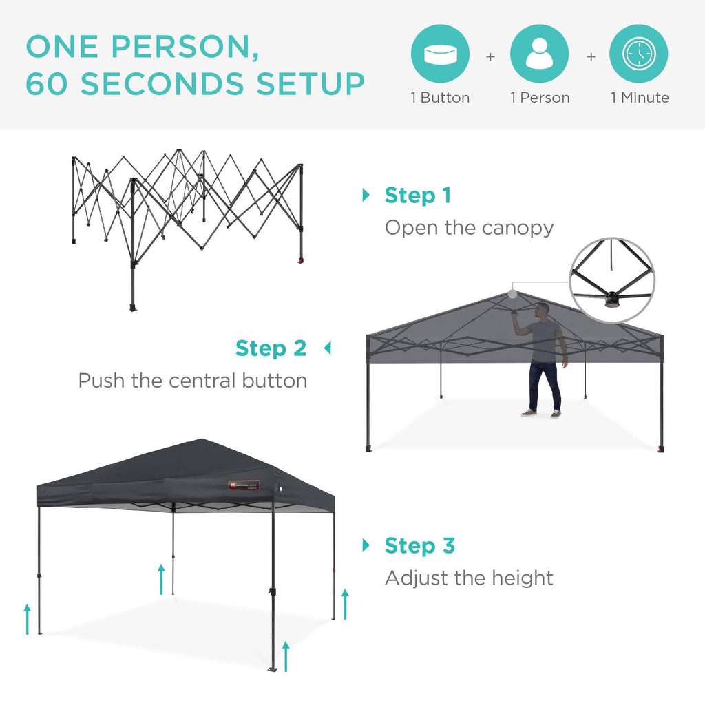 10x10ft Pop Up Canopy Tent with Wheeled Carry Case R4052