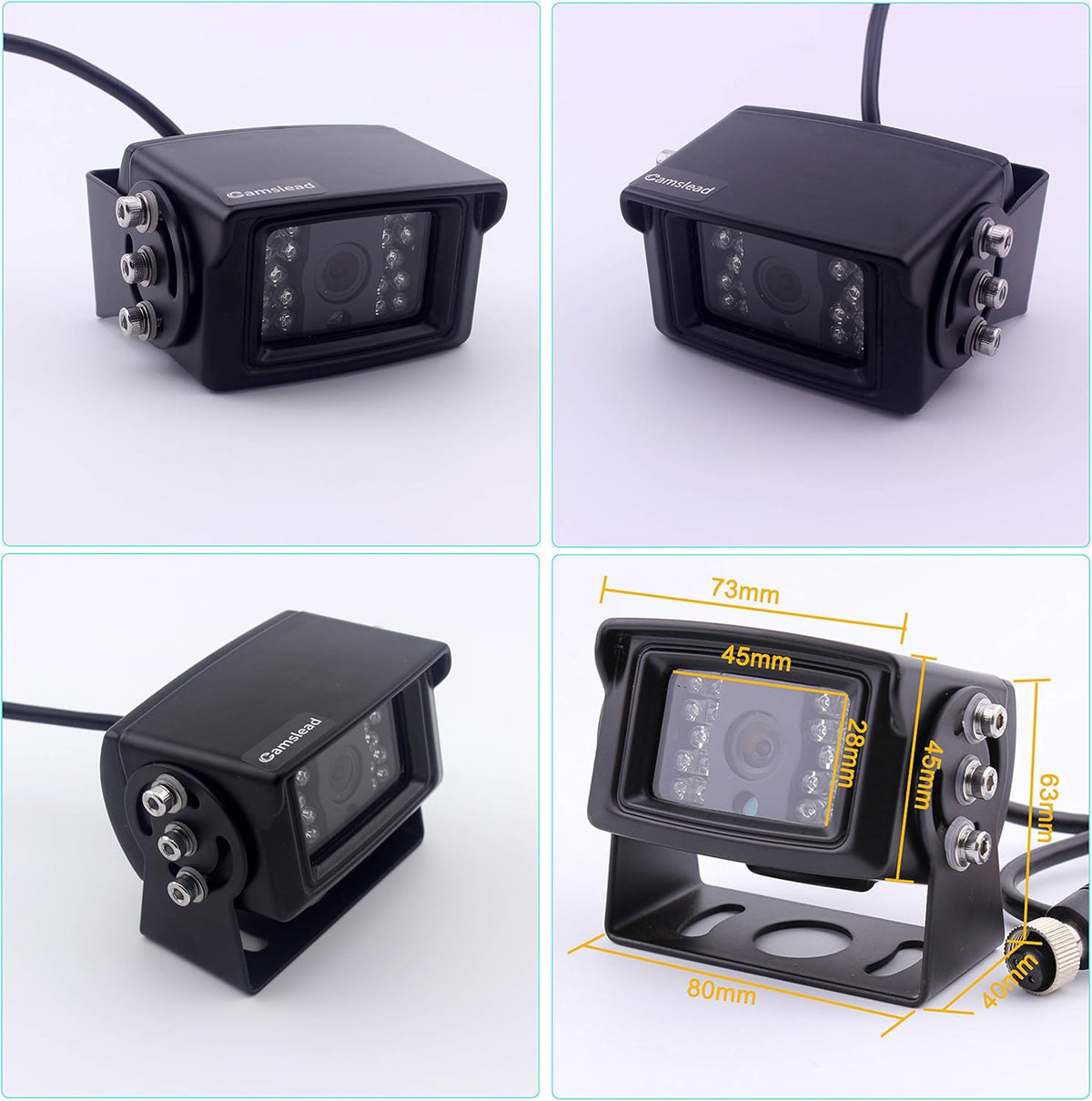 9 inch DVR Monitor with Quad Split Screen, 4 x Side Cameras + 1 x Backup Camera, HD Colour IP69K & 10G Vibration Camera System O62248