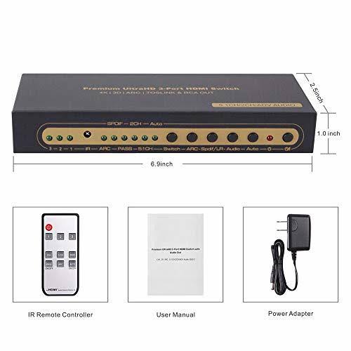 3 Port HDMI Switch with Optical Toslink SPDIF and RCA L R Audio Out N965