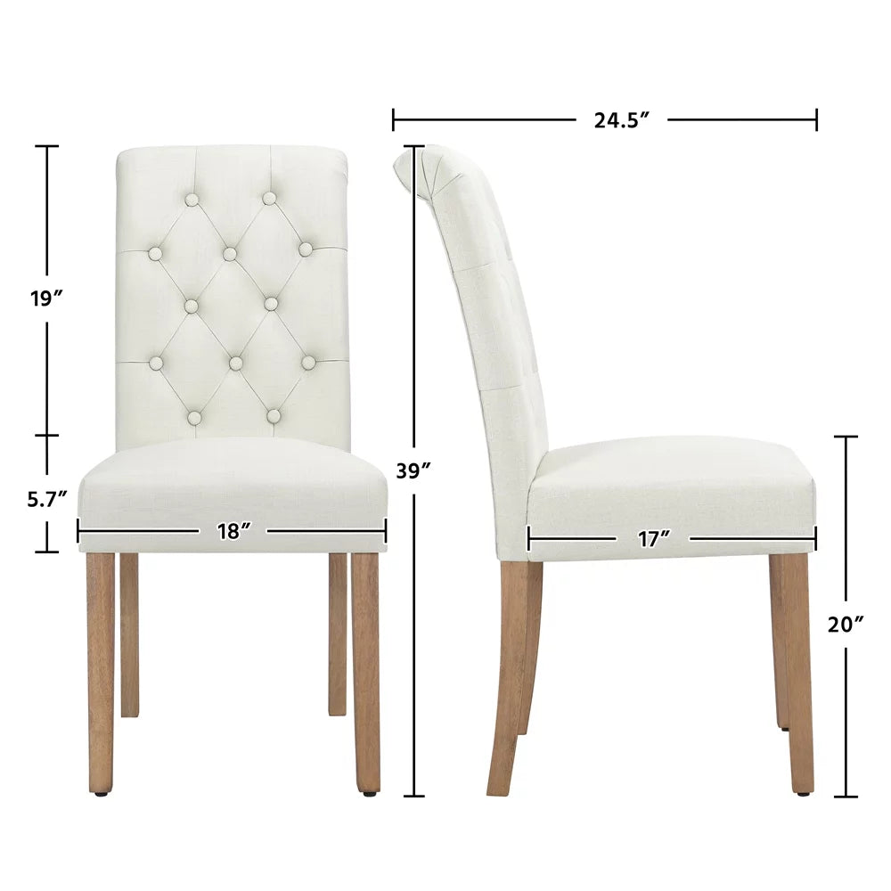 Beige Fabric Upholstered Dining Chair, 2 Piece D148057