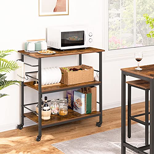 Rustic Brown and Black Kitchen Island with Storage H683
