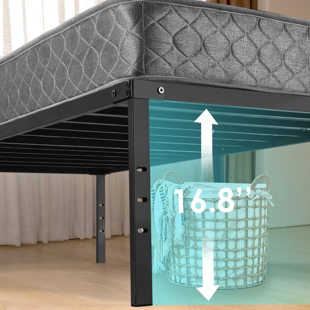 Metal Platform Bed Frame with Built-in Storage Full Size C996