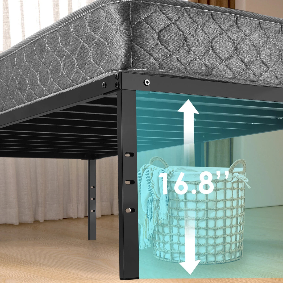 Metal Platform Bed Frame with Built-in Storage Full Size C996