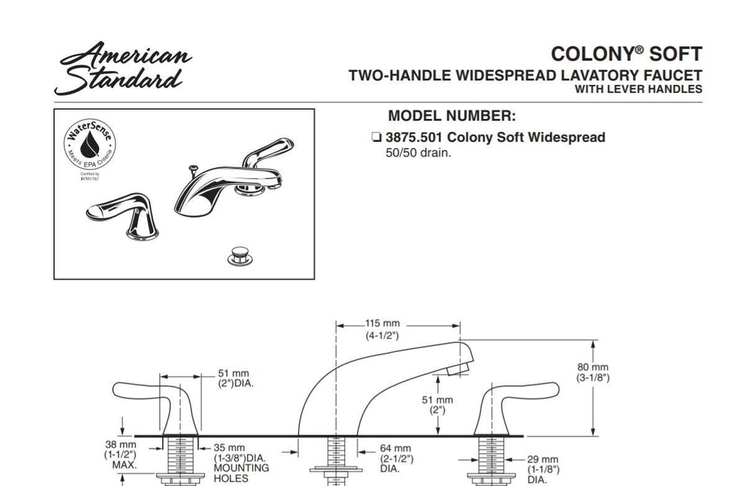 Chrome 2-Handle Widespread Bathroom Faucet Z325484