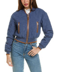 Quilted Chambray Bomber Jacket M539