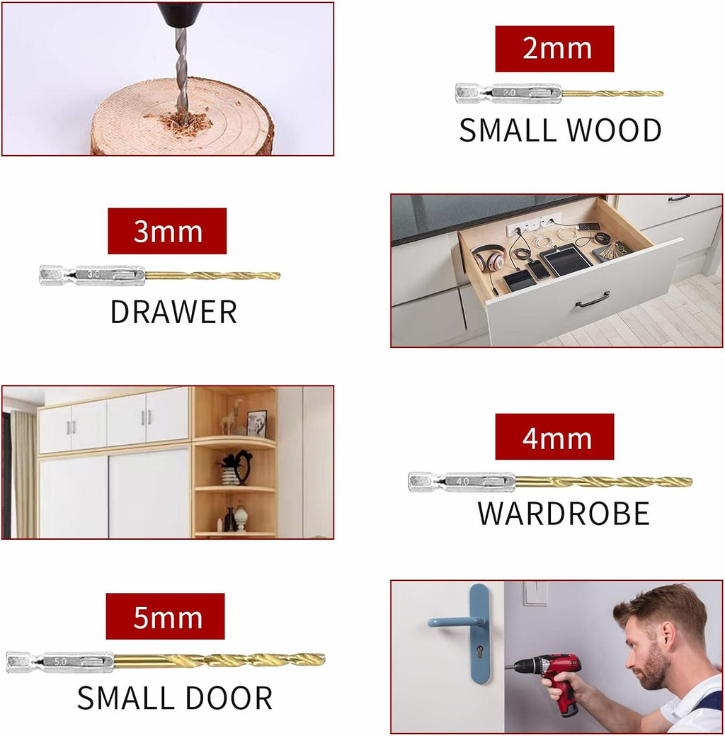 Cabinet Hardware Jig, Aluminum Alloy Handle Template Tool with Automatic Center Punch and 4 Drill Bits L8950