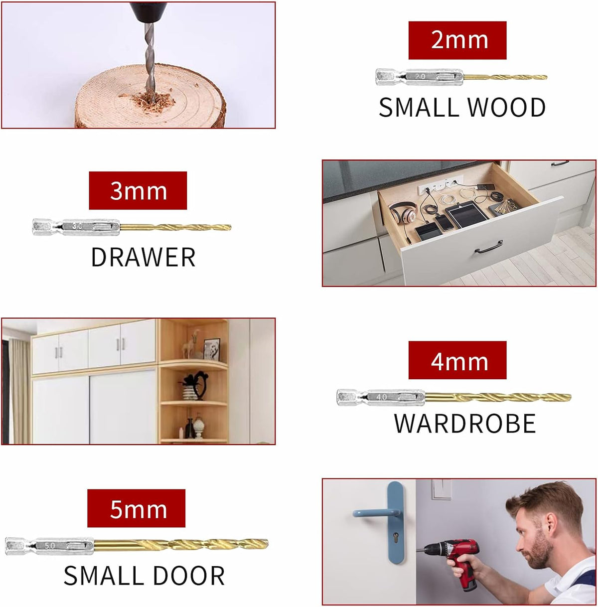 Cabinet Hardware Jig, Aluminum Alloy Handle Template Tool with Automatic Center Punch and 4 Drill Bits L8950