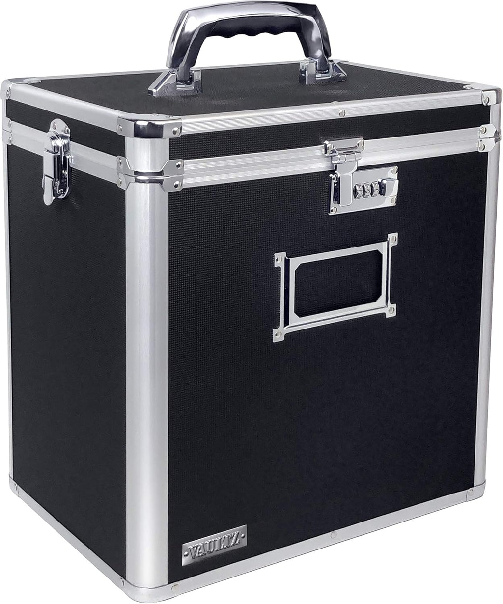 Locking Vinyl Record Case, 50 Record Capacity, Black, Pack of 2 J834601