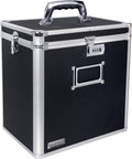 Locking Vinyl Record Case, 50 Record Capacity, Black, Pack of 2 J834601