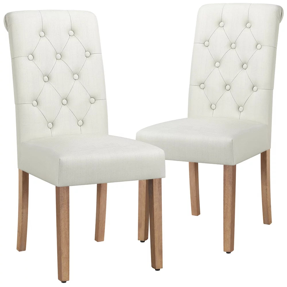 Beige Fabric Upholstered Dining Chair, 2 Piece D148057