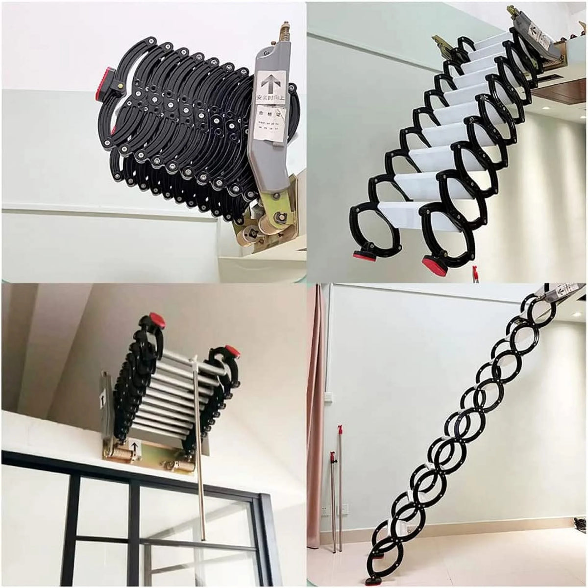 Black Wall Mounted Telescopic Folding Ladder H2585