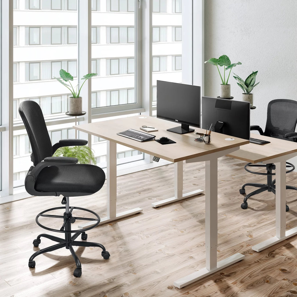 Black Adjustable Height Ergonomic Office Chair with Flip-up Armrest A683541