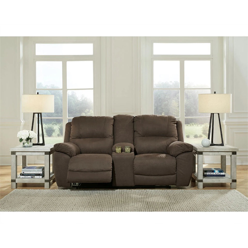 Brown Faux Leather Power Reclining Loveseat X138453