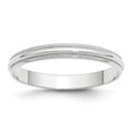 Solid 18K White Gold 3mm Milgrain Half Round Wedding Band Ring Size 14 H39249