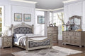 Cal King Size Tufted Fabric Bed 3pc Set with 2 Nightstands Grey B31657