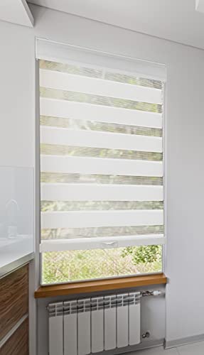 White 27" x 72" Cordless Zebra Shades T4733