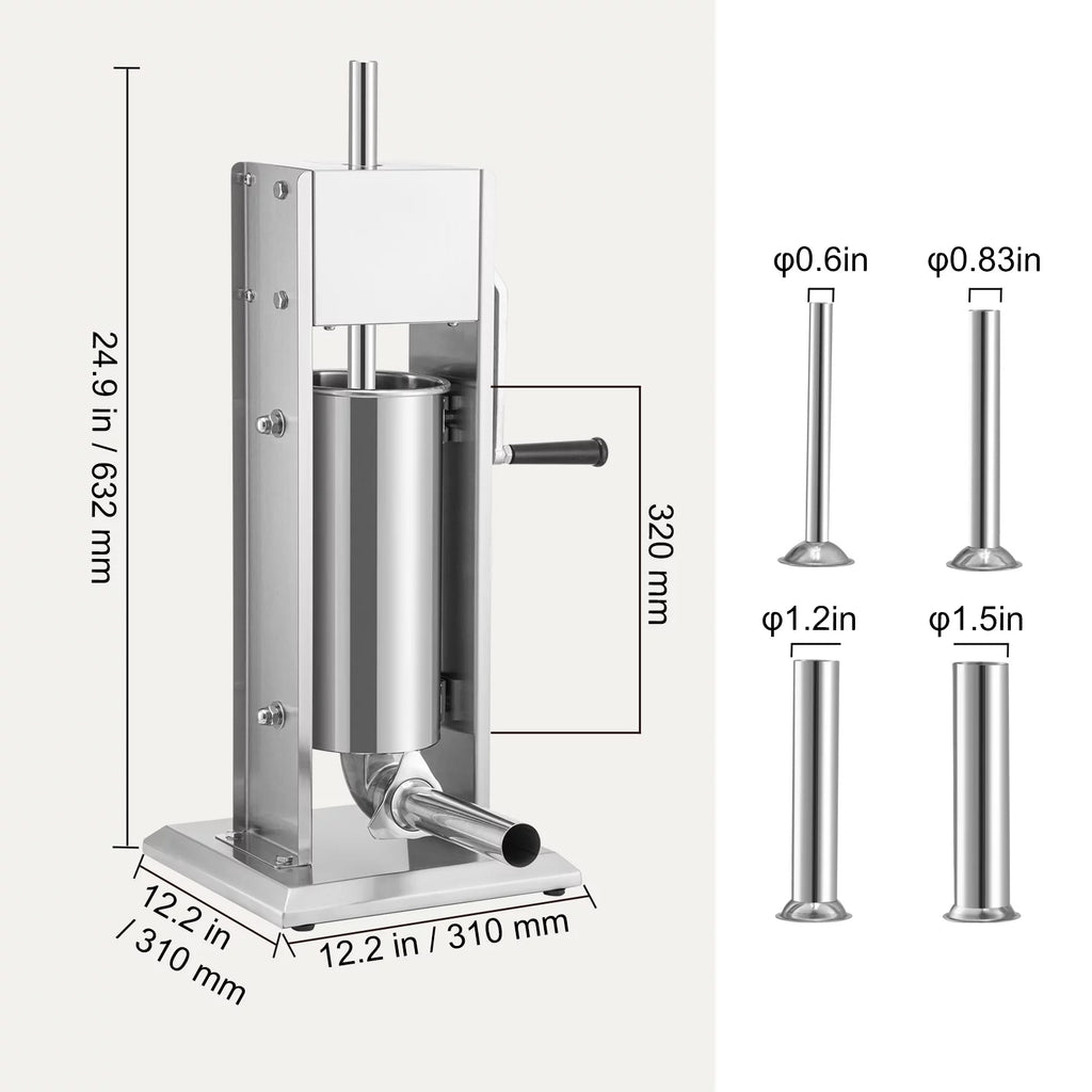 8lbs 5L Stainless Steel Sausage Stuffer A4792