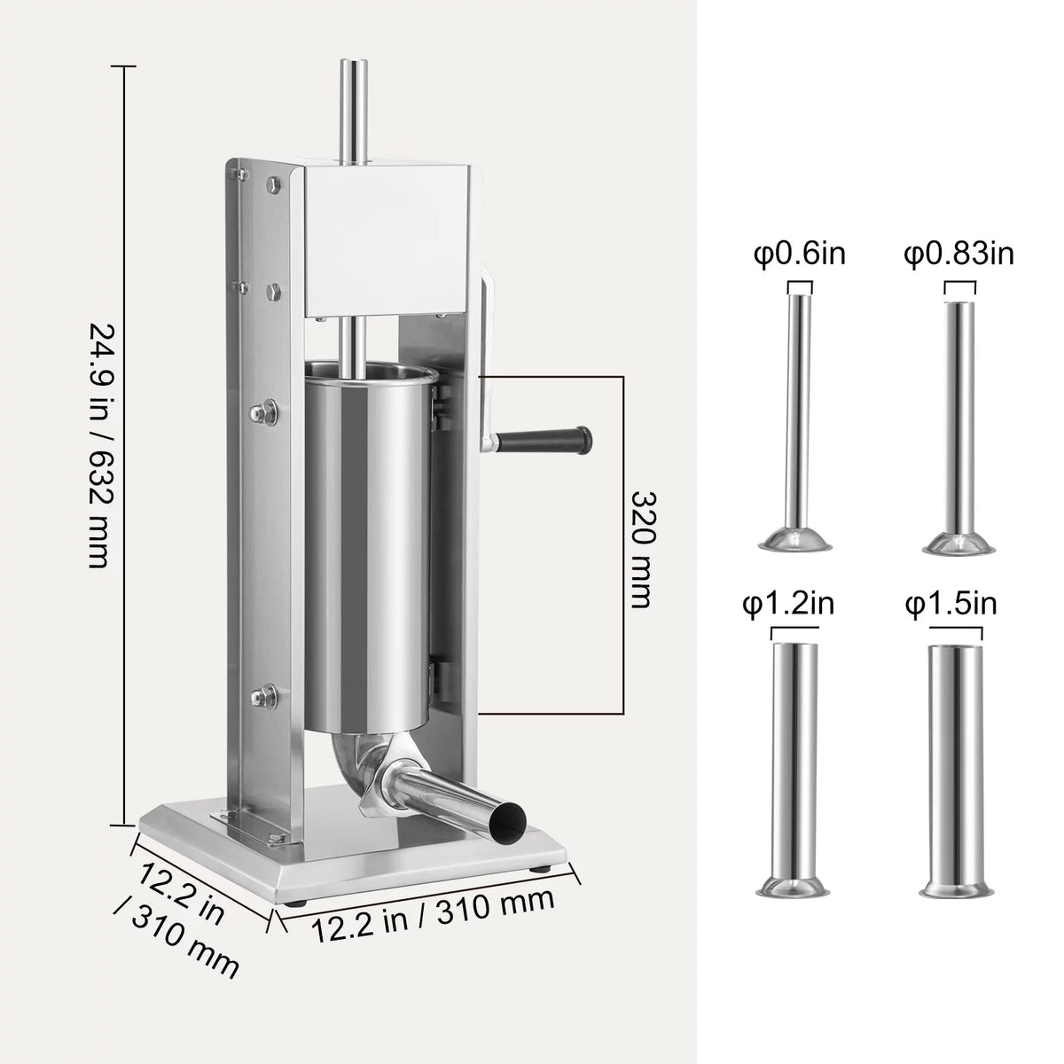 8lbs 5L Stainless Steel Sausage Stuffer A4792