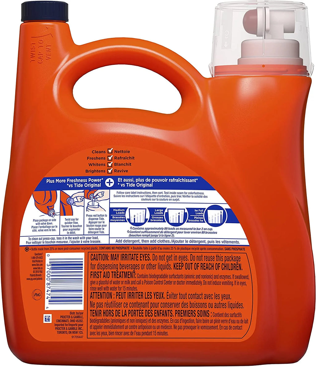 Tide Liquid Laundry Detergent 89 Loads, April Fresh, 138 Fl Oz L71683