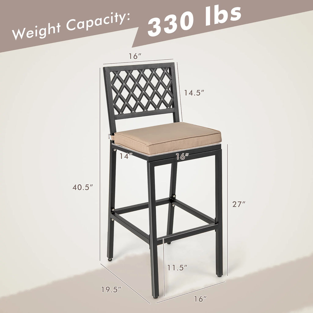Set of 2 Metal Bar Stools with Cushion A1507