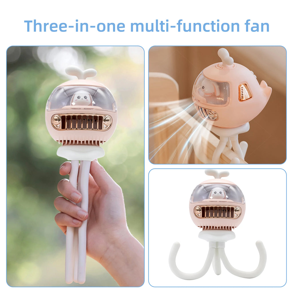 Rotatable Handheld Stroller Fan, 3600mAh Rechargable, 4 Speeds, White J8352