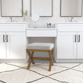 Dark Driftwood Wood Vanity Stool W4888