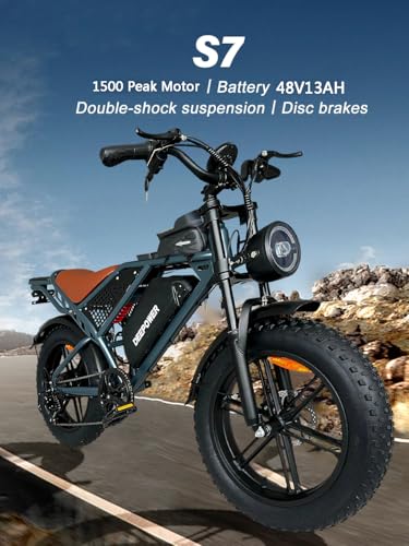 1500W Peak Brushless Motor 30 MPH Fat Tire E Bike with 624-2880Wh Removable Battery 20" Electric Dirt Bike with Dual Suspension and 7-Speed J194129